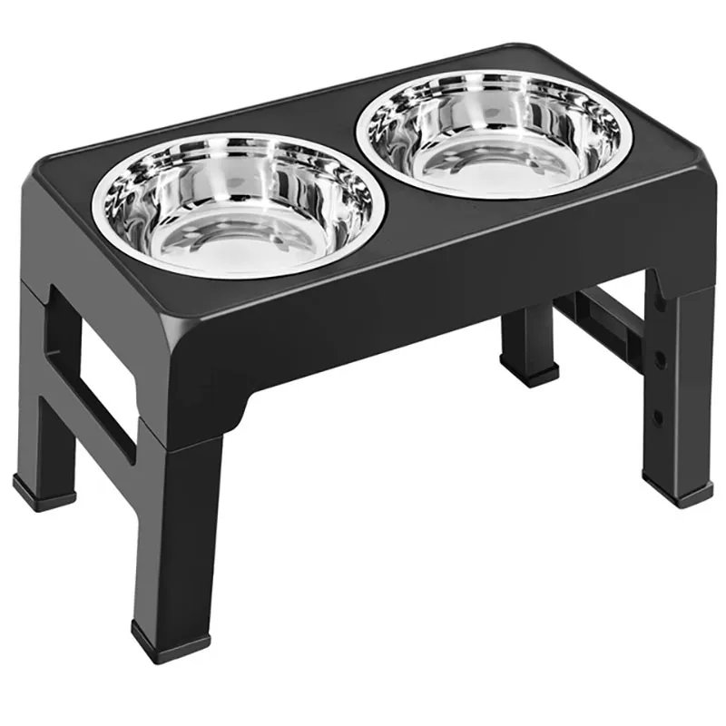 Elevated Dog Feeder Dogs Bowls Adjustable Raised Stand with Double Stainless Steel Food Water Bowls for Small Medium Large Dogs