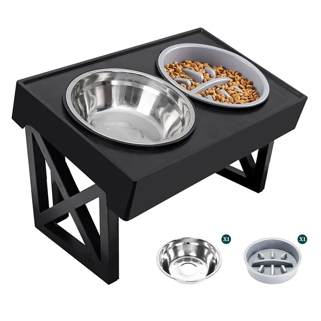 Pets Bowls Dog Double Bowls Stainless Stand Adjustable Height Pet Feeding Dish Bowl Big Dog Elevated Food Water Feeders for Dogs
