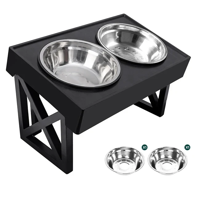 Pets Bowls Dog Double Bowls Stainless Stand Adjustable Height Pet Feeding Dish Bowl Big Dog Elevated Food Water Feeders for Dogs