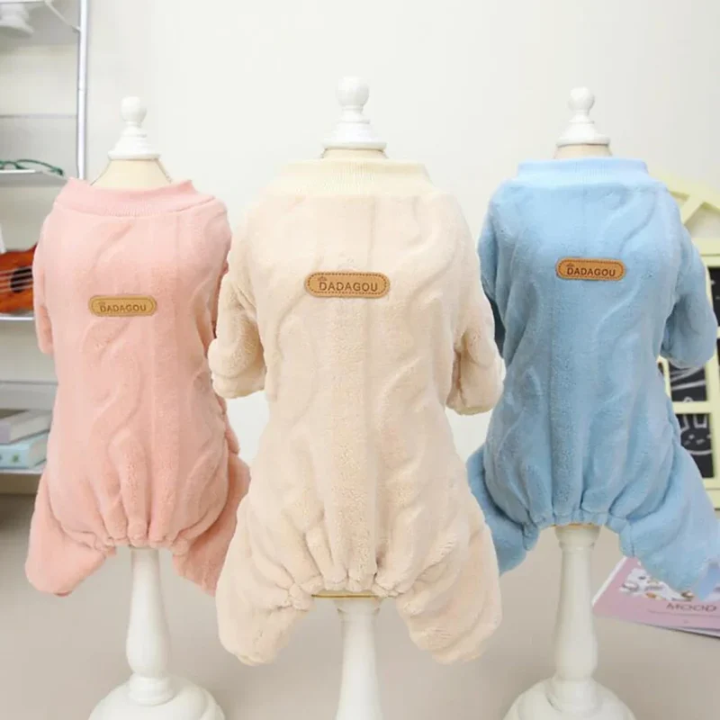 Winter Warm Fleece Dog Jumpsuit for Small Medium Puppy Cat Pajamas Coat Chihuahua Clothes French Bulldog Costume Yorkie Outfits