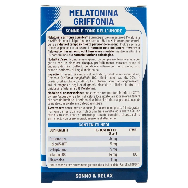 Equilibra Melatonina + Griffonia 60 Compresse