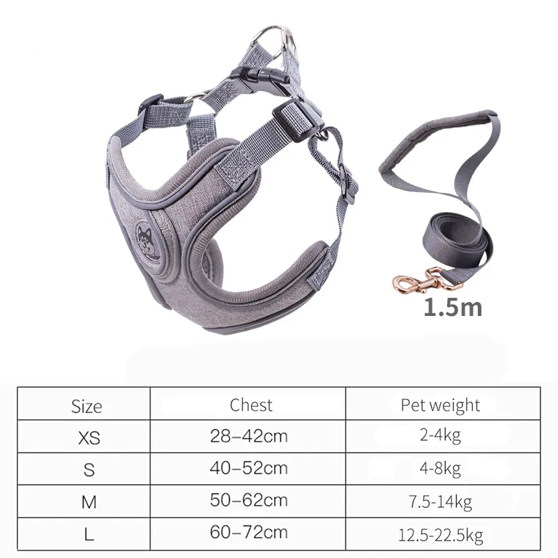 Dog Harnesses Leash Set Reflective Adjustable Dog Collar Dog Leasher Medium Small Dog Accessories Puppy Vest For French Bulldog