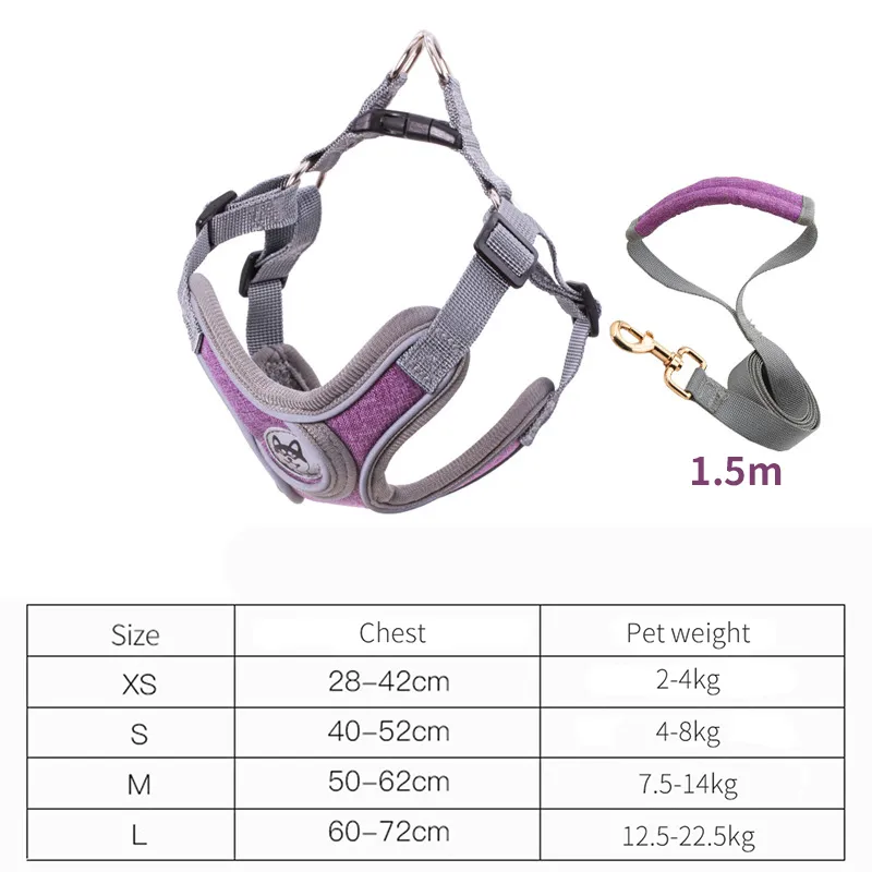 Dog Harnesses Leash Set Reflective Adjustable Dog Collar Dog Leasher Medium Small Dog Accessories Puppy Vest For French Bulldog