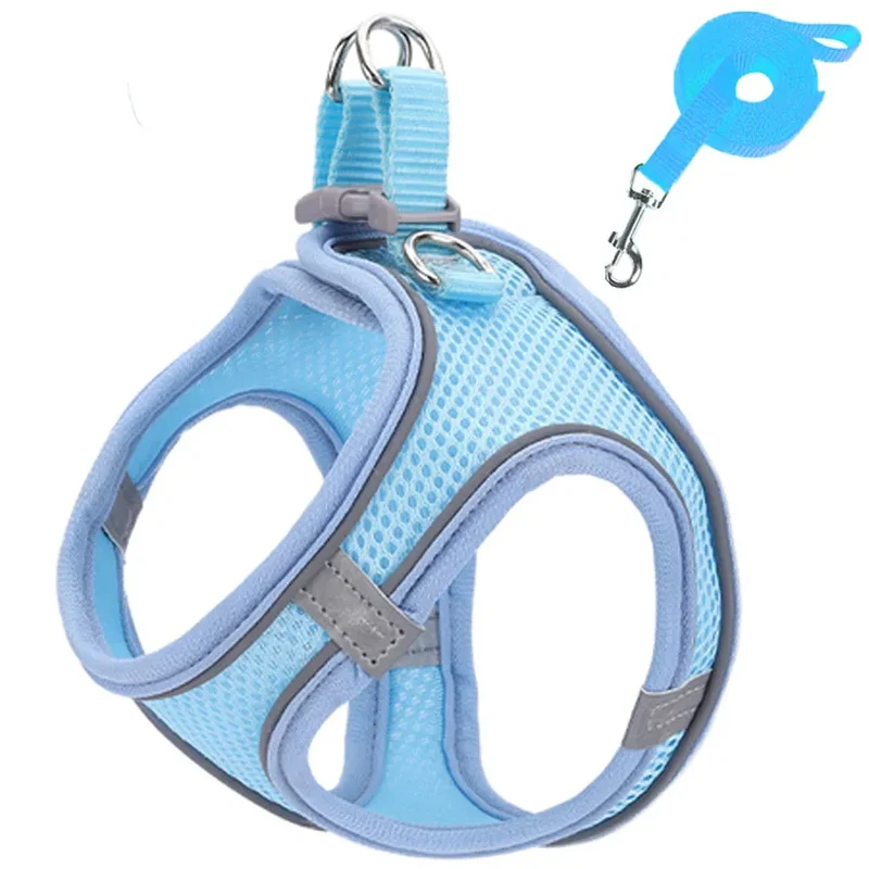 Pet Dog harness and leash set Reflective Breathable Harness Dog Adjustable Comfort Puppy harness outdoors travel Pet Supplies