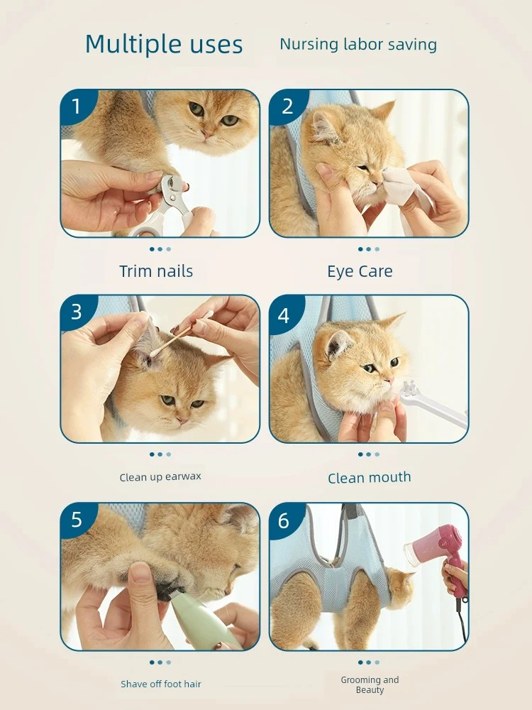 Cat Bath Scissors Fantastic Toe Nail Tool Anti-Scratch Bite Cat Grooming Bag Fixed Cat Bag Binding Hanging Cat Bag Pet Hammock
