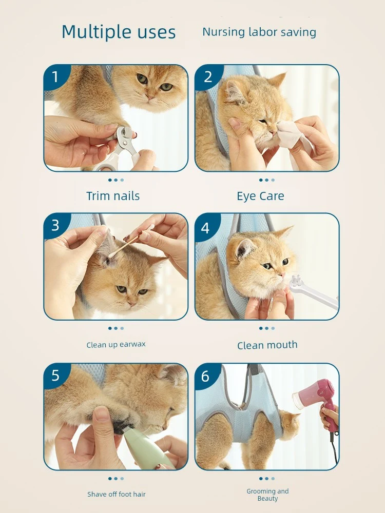Cat Miracle Baby Sponge Cat Grooming Bag Hanging Hammock Nail Scissors Anti-Scratch Bite Dog Pet Supplies Cat Bag Fixing
