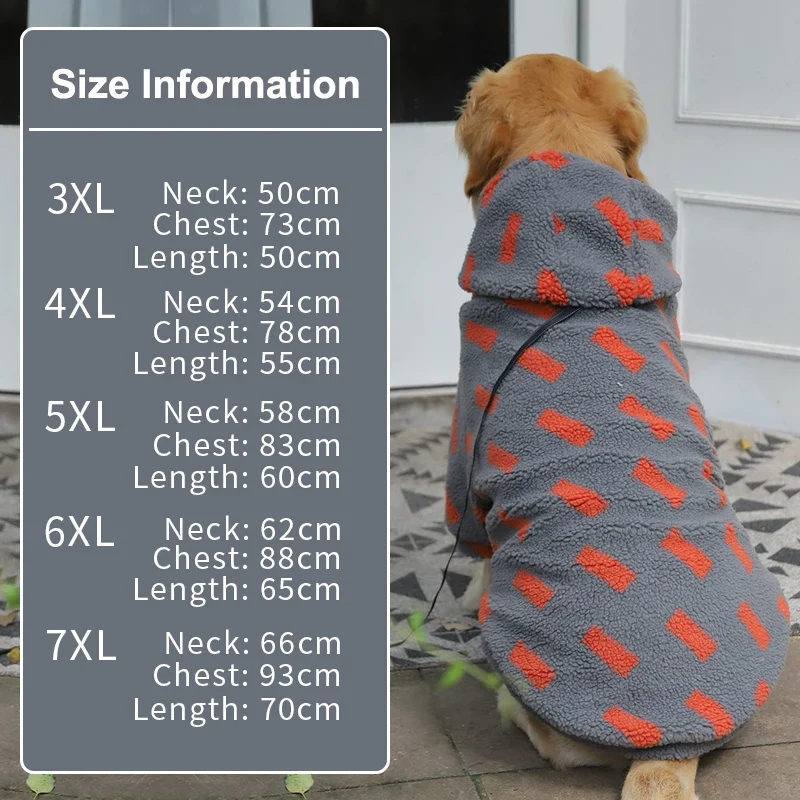 HOOPET 3XL-7XL Winter Thick Big Dog Clothes Lambs Wool Jacket for Medium Large Dogs Windproof Coat Pet Accessories