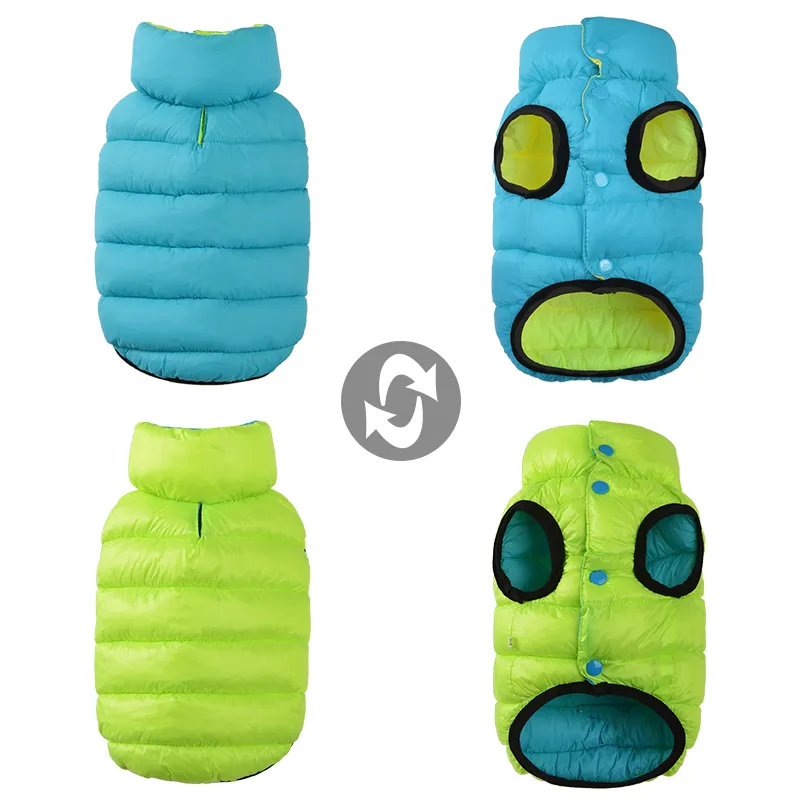 Winter Dog Clothes Reversible Waterproof Pet Vest Jacket Light Weight Warm Dog Coat Clothing Clothes For Small Medium Large Dogs