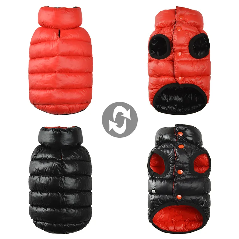 Winter Dog Clothes Reversible Waterproof Pet Vest Jacket Light Weight Warm Dog Coat Clothing Clothes For Small Medium Large Dogs