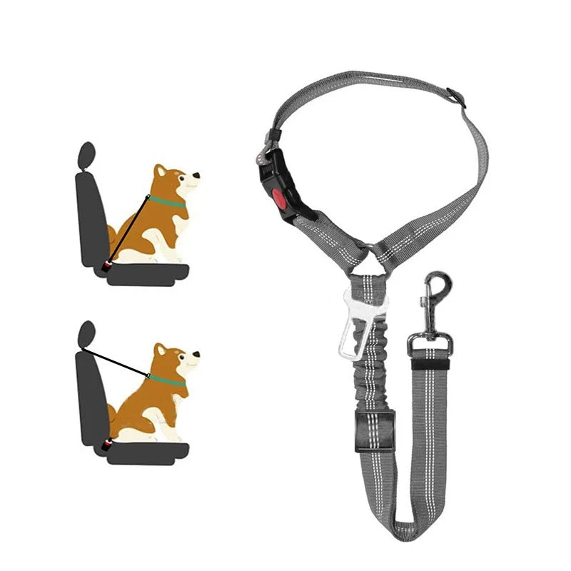 Car Safety Belt for Pet Dog Car Safety Buckle Fixed Rope Adjustable Contraction Band Car Dog Safety Rope