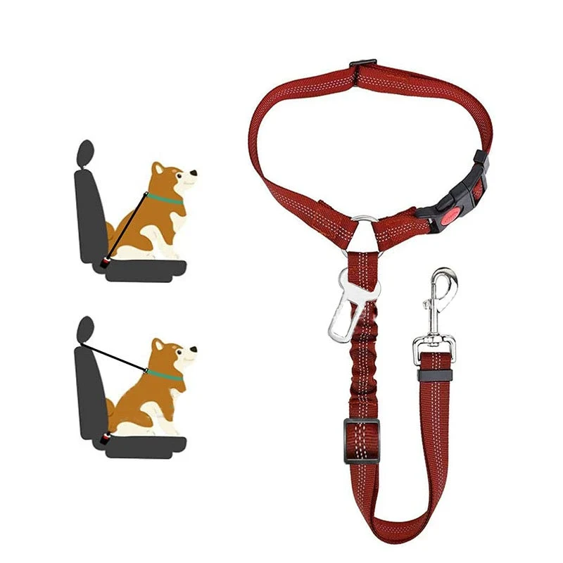 Car Safety Belt for Pet Dog Car Safety Buckle Fixed Rope Adjustable Contraction Band Car Dog Safety Rope
