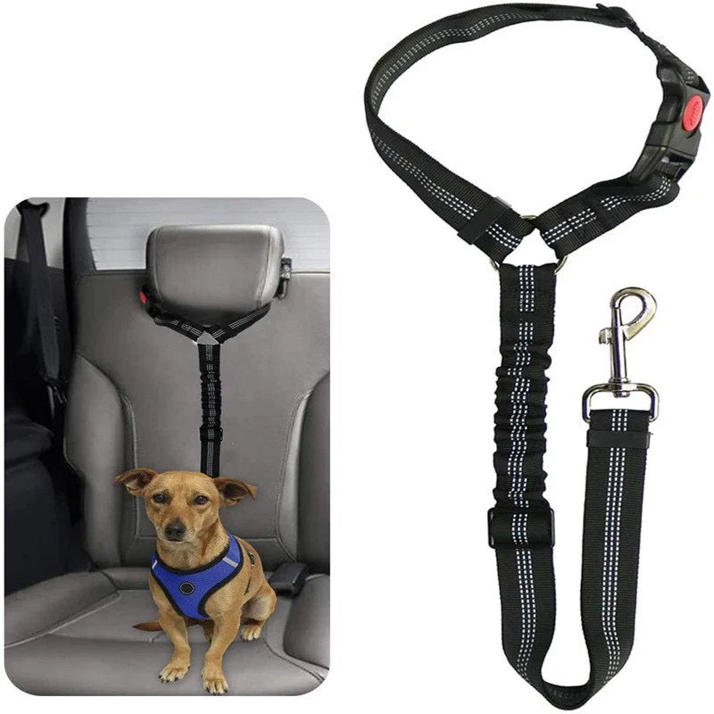 Car Safety Belt for Pet Dog Car Safety Buckle Fixed Rope Adjustable Contraction Band Car Dog Safety Rope