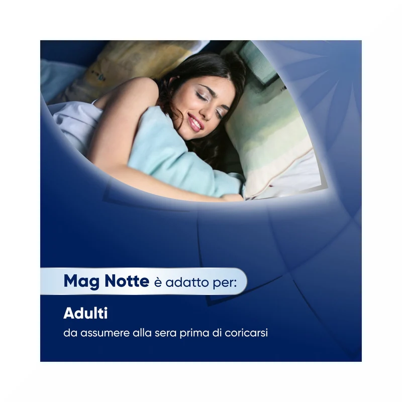 Mag Notte Integratore a base di Melatonina, Magnesio e Griffonia Dormire Bene, Favorire Rilassamento e Qualità Sonno 24 bustine