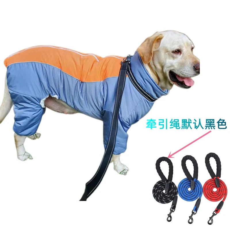 Pet Dog Clothes Medium to Large Dogs Samo Golden Wool Cotton-Padded Clothes Thickened Fleece-lined Windproof Warm Leisure Four-Leg Clothes