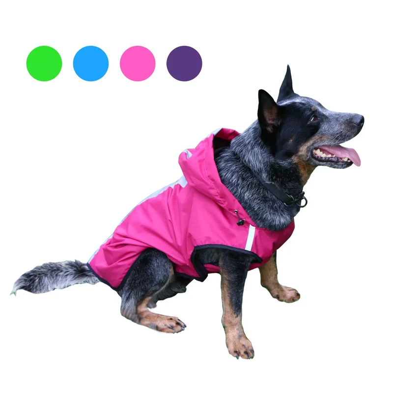 Amazon Hot Pet Clothing Dog Reflective Raincoat Large Medium and Small Size Hooded Waterproof Dog Clothes