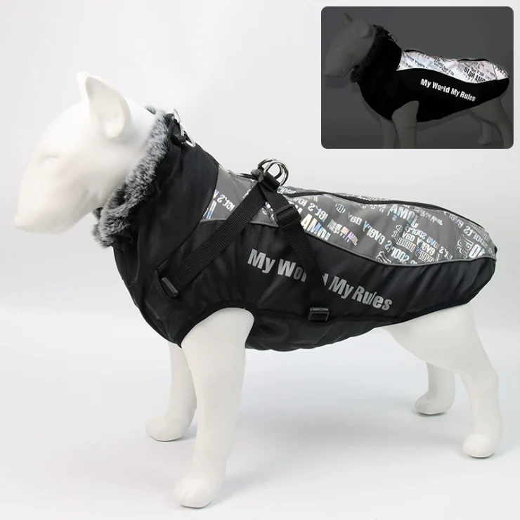 Traction Dog Clothes Autumn and Winter Clothes Medium Large Dog Golden Retriever Labrador Corgi Thickened Winter Warm Cotton-Padded Coat