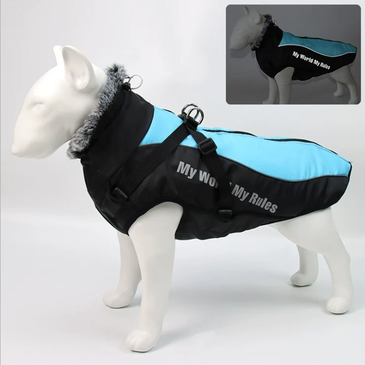 Traction Dog Clothes Autumn and Winter Clothes Medium Large Dog Golden Retriever Labrador Corgi Thickened Winter Warm Cotton-Padded Coat