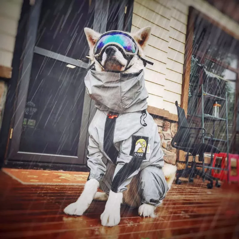 Dog Raincoat Large Dog Rain Cape Golden Retriever/Border Collie Dog Raincoat Four-Legged Waterproof Fully Surrounding Dog Rainy Day Clothes