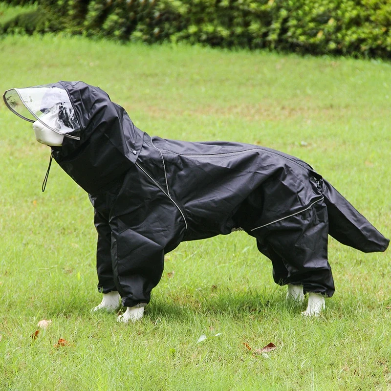 Pet Dog Big Dog Medium Large Dog Golden Retriever Samoyed Alaska All-Inclusive Raincoat Hooded Tail Rain Gear