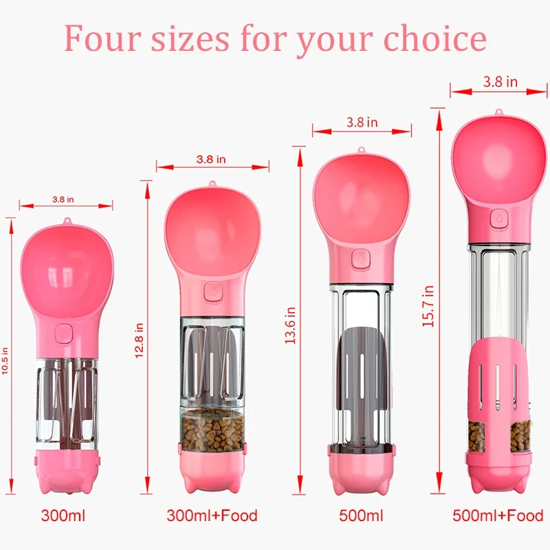 Portable Cat Dog Water Bottle Food Feeder Drinker Poop Dispenser 3 In 1 Leak Proof Multifunctional Travel Puppy Outdoor Drinking