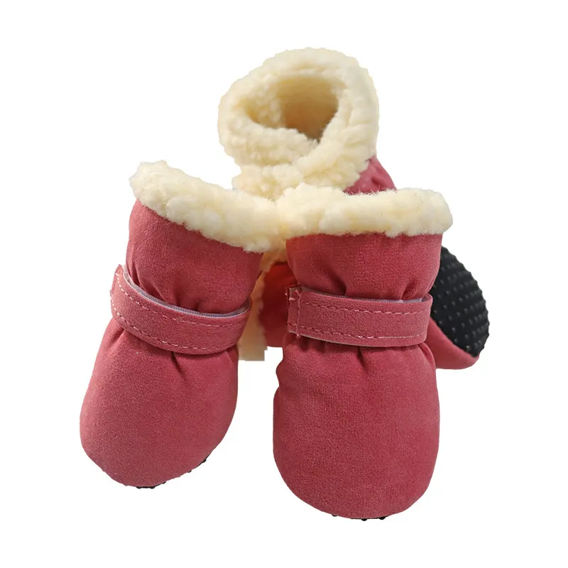 4Pcs Winter Waterproof Warm Pet Dog Shoes Non-slip Snow Boots for Small Breeds Dogs Puppy Cat Chihuahua Pet Paw Care Pug