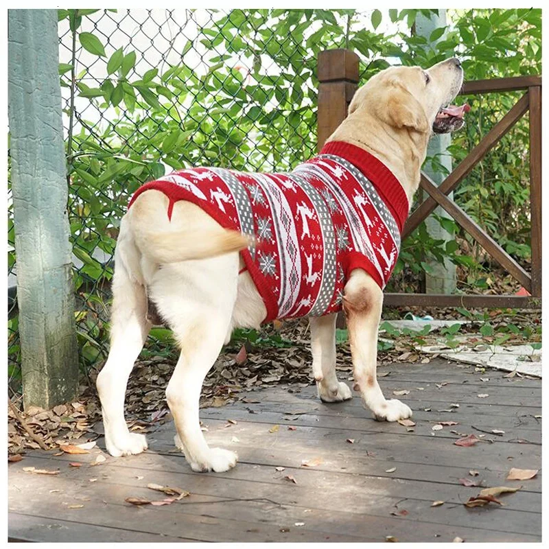 Big Dog Sweater Winter Warm Christmas Clothes for Small Medium Large Dogs Golden Retriever Rottweiler Corgi Cat Pullover Jumper