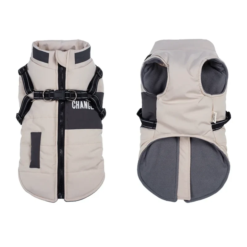 Pet Dog Jacket With Harness Winter Warm Dog Clothes Waterproof Dog Coat for Small Large Dogs Chihuahua French Bulldog Outfits