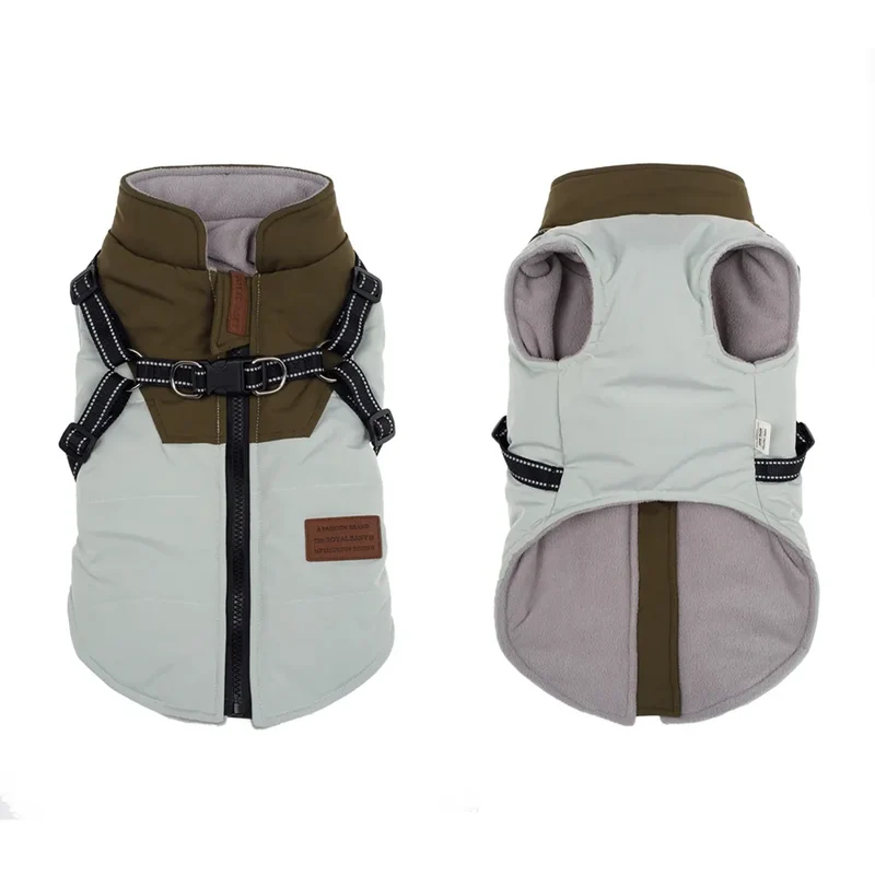 Pet Dog Jacket With Harness Winter Warm Dog Clothes Waterproof Dog Coat for Small Large Dogs Chihuahua French Bulldog Outfits