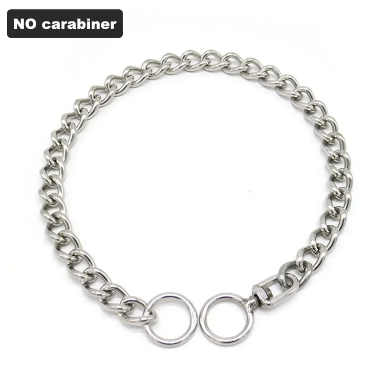 Dog Training Chain Collar Stainless Steel Metal Chew Proof Dog Necklace Anti Winding Dog Leash Extension Lead for Pet Large Dogs