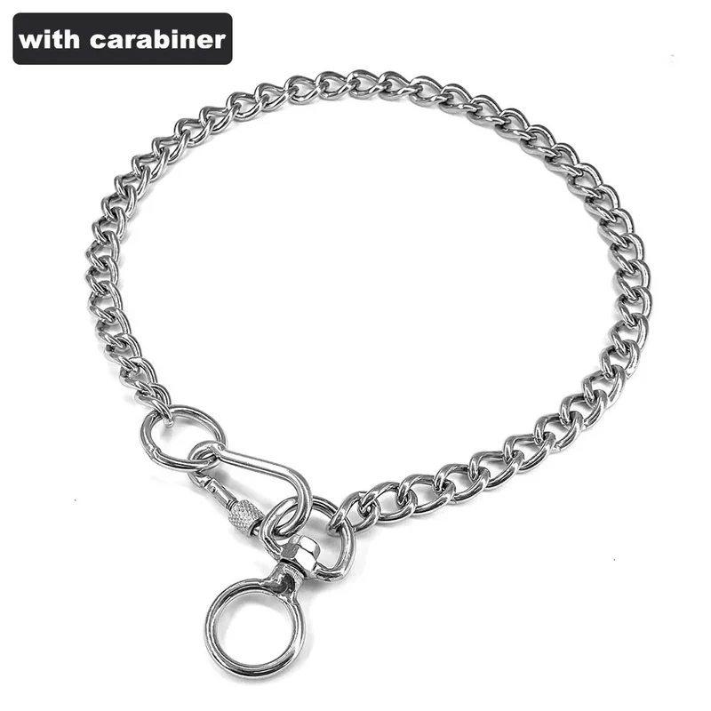 Dog Training Chain Collar Stainless Steel Metal Chew Proof Dog Necklace Anti Winding Dog Leash Extension Lead for Pet Large Dogs