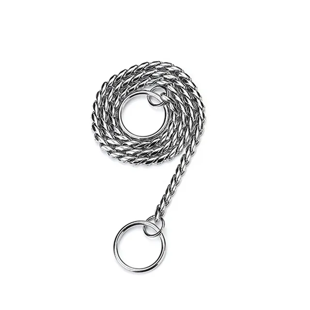 Snake Chain Dog Choke Collar Stainless Steel Puppy Pet Show Metal Slip Choker Collar Chain Training Walking for French Bulldog