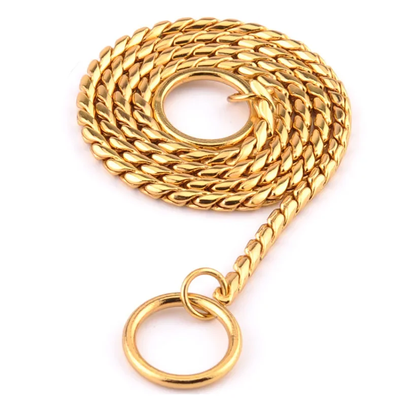 Dog Collar Snake Chain Copper Pinch Collar Metal Choke P Slip Chains Collars for Small Medium Large Dogs Pet Training Supplies