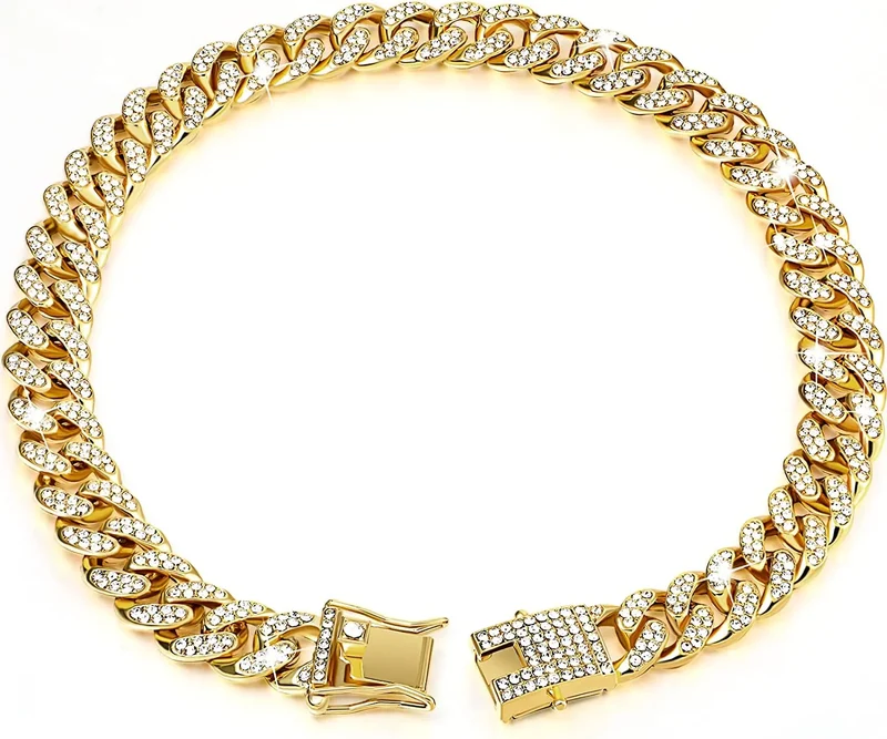 Luxury Pet Rhinestone Necklace Jewelry Puppy Cat Chain Collar Wedding Prom Costume Accessories for Cats Small Medium Large Dogs