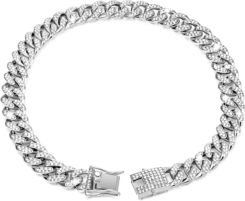 Luxury Pet Rhinestone Necklace Jewelry Puppy Cat Chain Collar Wedding Prom Costume Accessories for Cats Small Medium Large Dogs