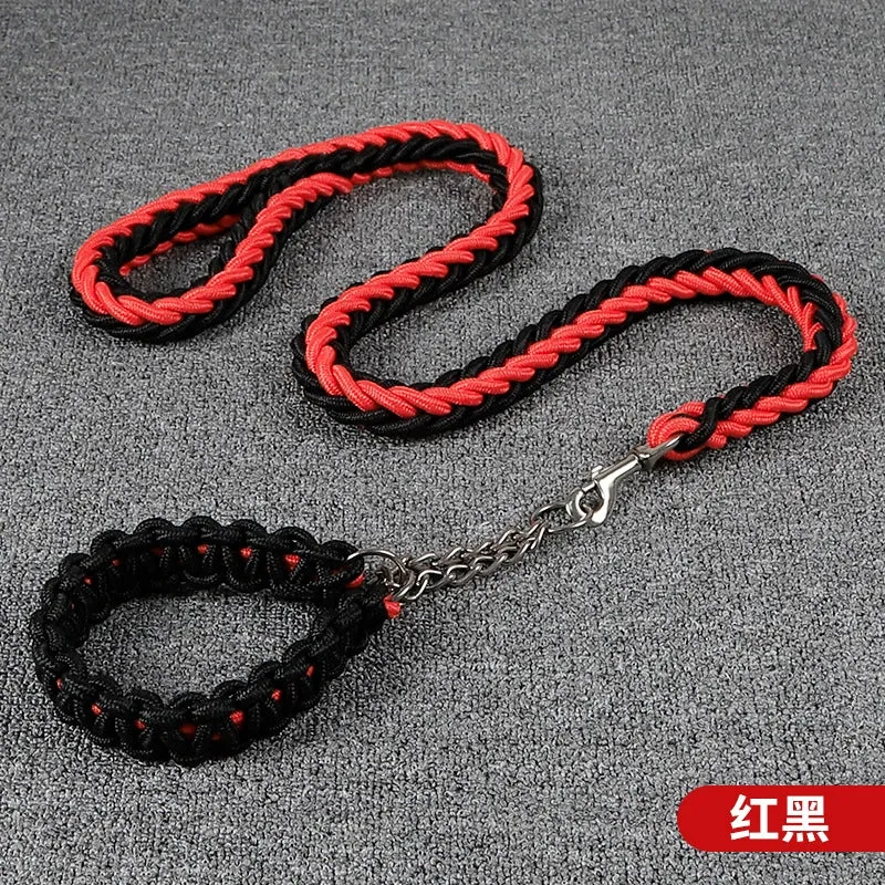 Dog Hand Holding Rope Medium Large Dog Samoyed Golden Retriever Labrador Dog Leash Collar Woven Explosion-Proof Dog Chain