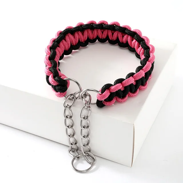 Woven Dog Collars P Chain Golden Retriever Nylon Adjustable Collar For Small Medium And Large Dogs Walking Artifact Pet Supplies