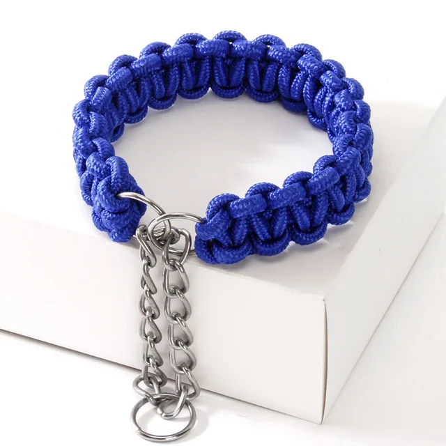 Woven Dog Collars P Chain Golden Retriever Nylon Adjustable Collar For Small Medium And Large Dogs Walking Artifact Pet Supplies