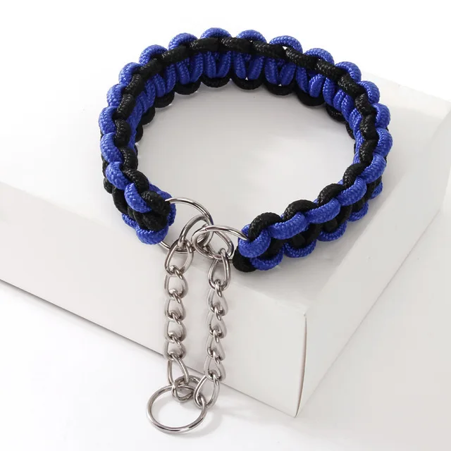 Woven Dog Collars P Chain Golden Retriever Nylon Adjustable Collar For Small Medium And Large Dogs Walking Artifact Pet Supplies