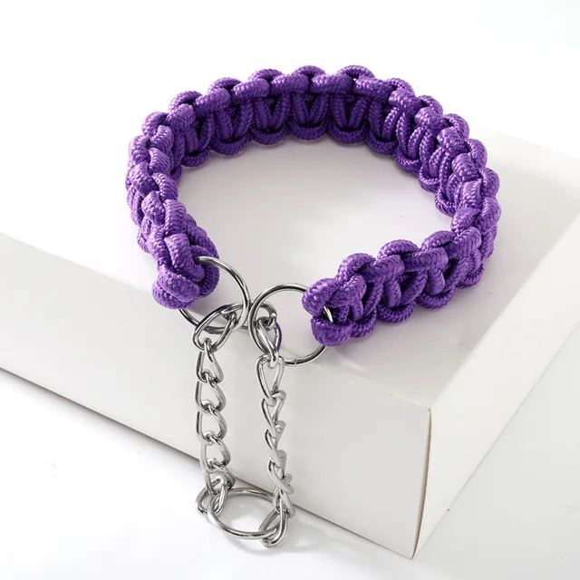 Woven Dog Collars P Chain Golden Retriever Nylon Adjustable Collar For Small Medium And Large Dogs Walking Artifact Pet Supplies