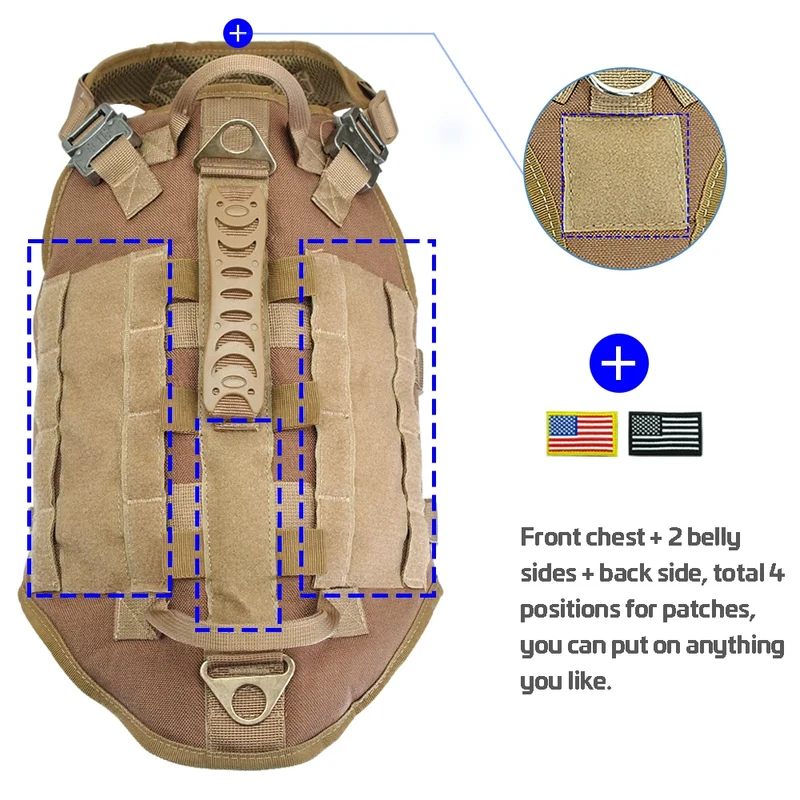 Tactical Dog Harness Military No Pull Pet Harness Vest For Medium Large Dogs Training Hiking Molle Dog Harness With Pouches