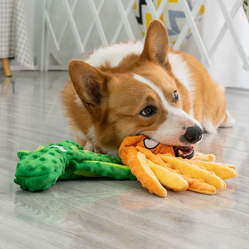 Pet Dog Molar Relieving Stuffy Sound Toy BB Call Ringing Paper Cute Small Octopus Pony Bichon Small Size Dogs Cat