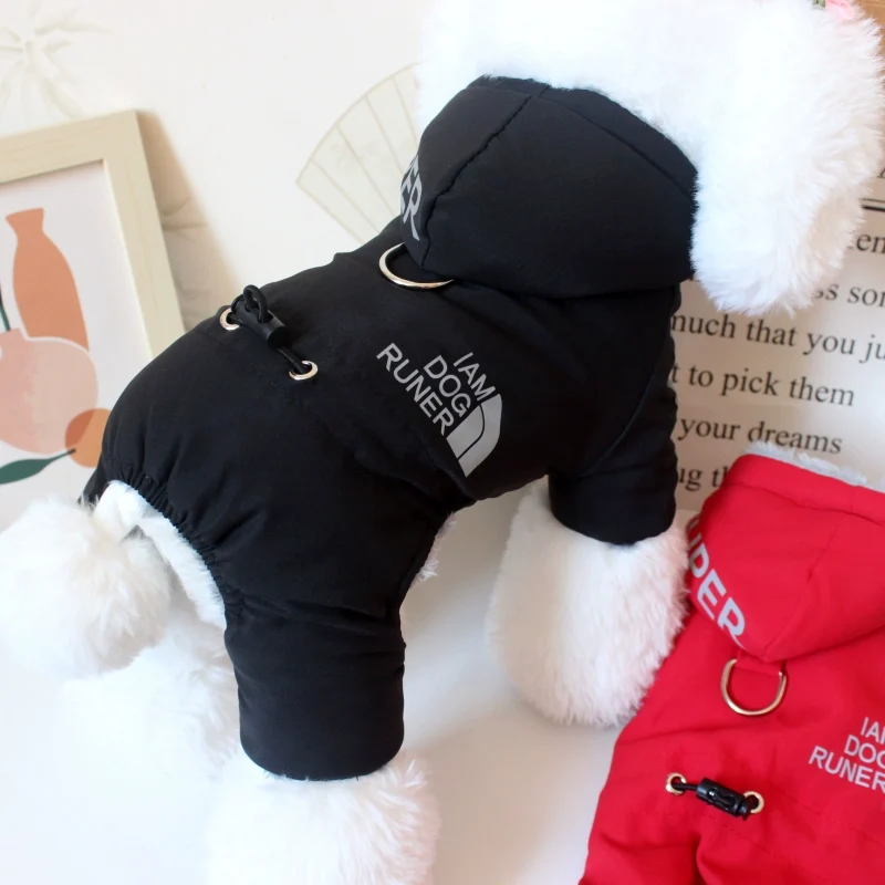 Pet Dog Clothes Teddy Bichon Pomeranian Four-Legged Reflective Cotton-Padded Clothes Autumn and Winter Pet Warm Sports Winter Cotton-Padded Jacket