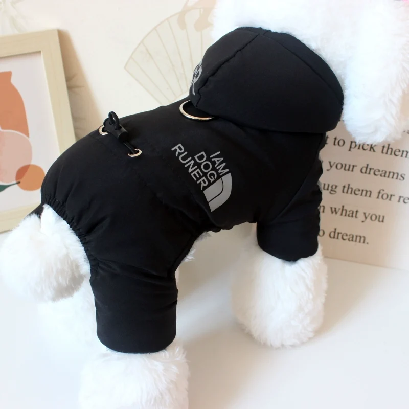 Pet Dog Clothes Teddy Bichon Pomeranian Four-Legged Reflective Cotton-Padded Clothes Autumn and Winter Pet Warm Sports Winter Cotton-Padded Jacket