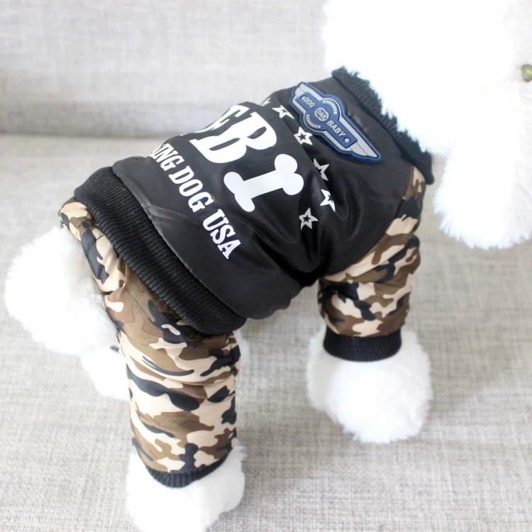 Pet Dog Clothes Teddy Bichon Pomeranian Four-Legged Reflective Cotton-Padded Clothes Autumn and Winter Pet Warm Sports Winter Cotton-Padded Jacket