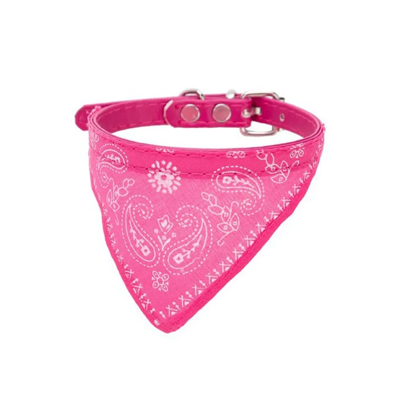 Adjustable Pet Puppy Cat Scarf Bandana Collar Neck Scarf For Small Dogs Kitten Saliva Towel PU Collar with Triangular Bandage