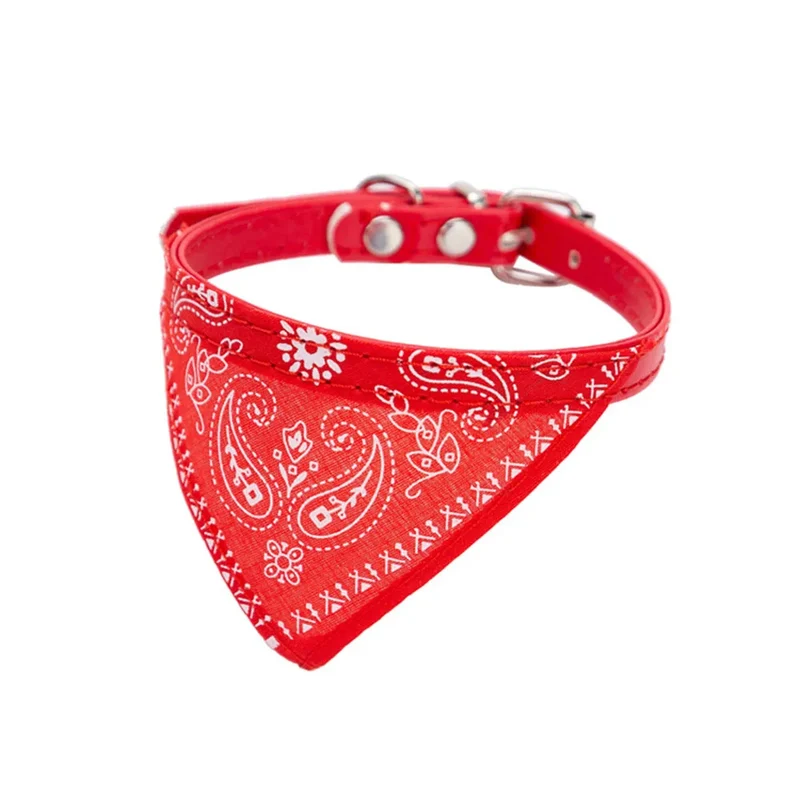 Adjustable Pet Puppy Cat Scarf Bandana Collar Neck Scarf For Small Dogs Kitten Saliva Towel PU Collar with Triangular Bandage