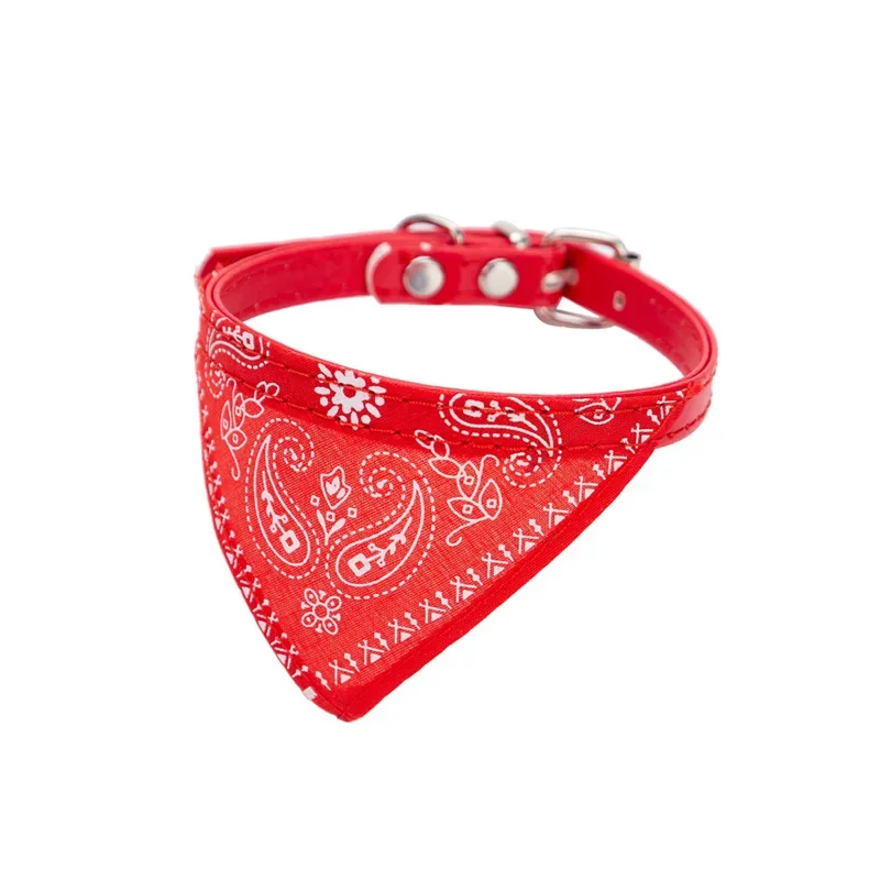 Pet Dog Neck Scarf Puppy Cat Dog Collar Bandana Collar Scarf with Leather Collar Accessories Adjustable Pet Puppy Cat Scarf