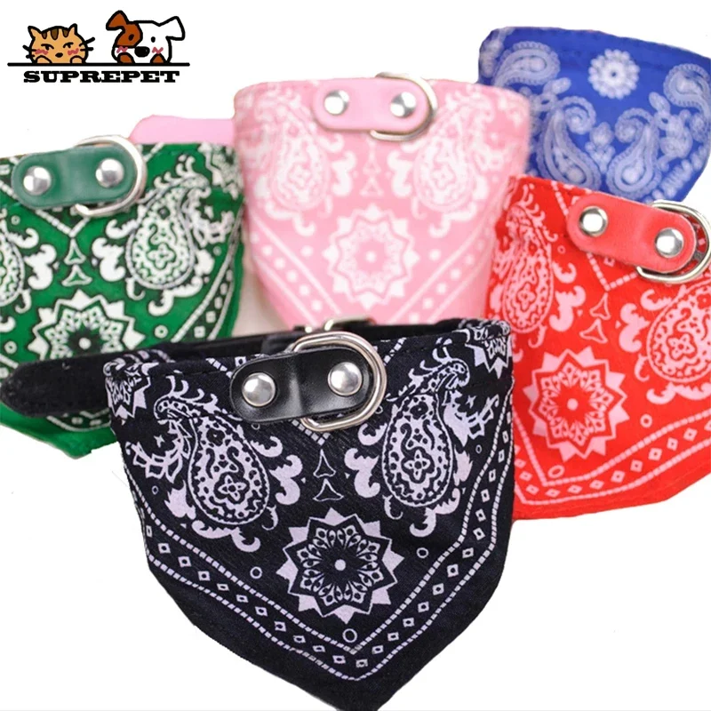 Cute Adjustable Small Dog Collars Puppy Pet Slobber Towel Outdoor Cat Collar Print Scarf Design Dog Collar Neckerchief