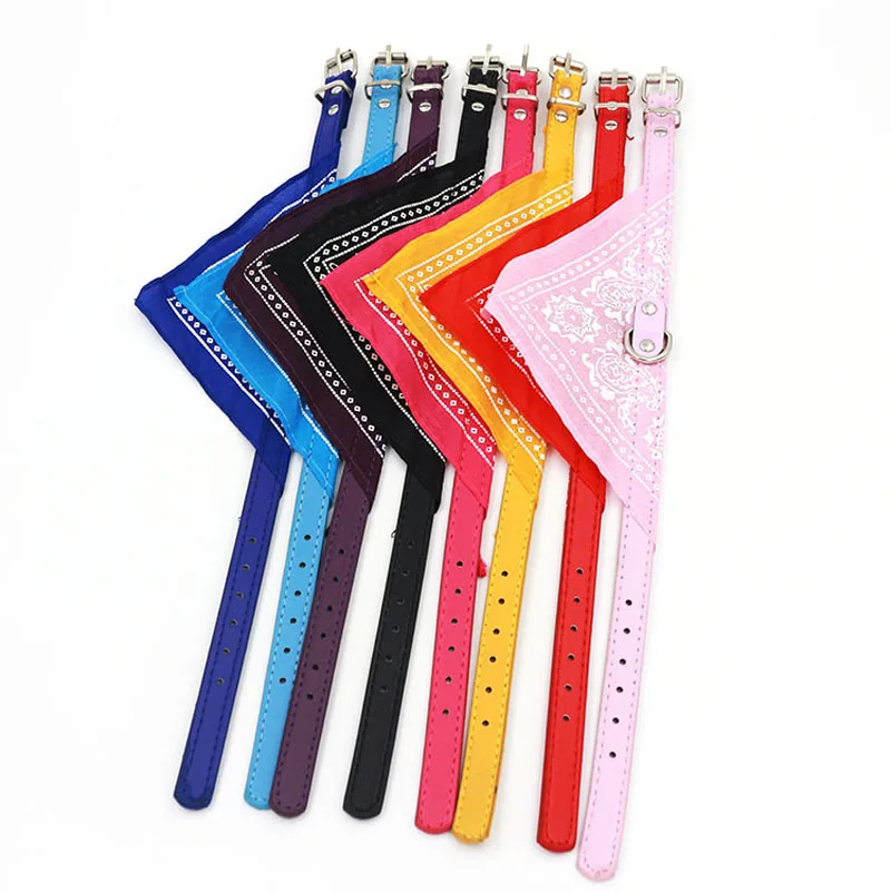 Classic Pet Cat Collar PU Leather Small Dog Scarf Adjustable Puppy Cats Neckerchief trigon Pet Collars Accessories cat necklace
