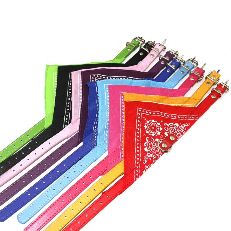 Classic Pet Cat Collar PU Leather Small Dog Scarf Adjustable Puppy Cats Neckerchief trigon Pet Collars Accessories cat necklace
